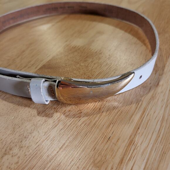 Leather Gray Skinny Belt Gold Talon Fang Clasp 30" Long - Picture 1 of 9